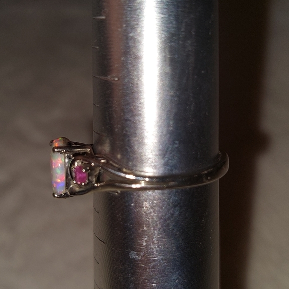 White Fire Egyptian Opal With Pink topaz 925 Sterling Silver - Picture 6 of 9